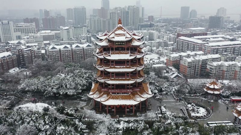 雪后的黄鹤楼你见过吗天下江山第一楼难得一见的江城雪景