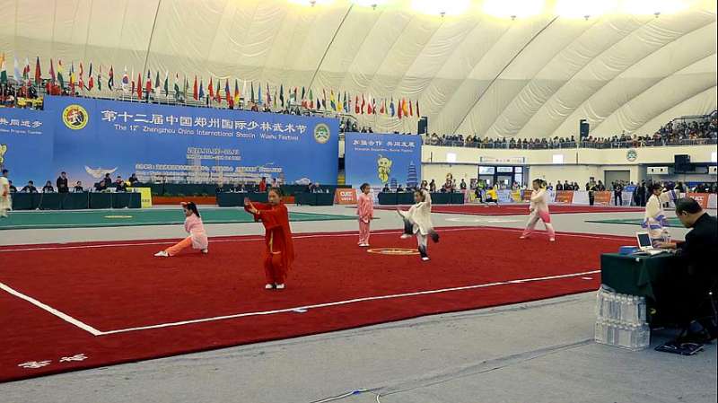 第十二届少林武术节比赛女孩团体太极演练大气唯美